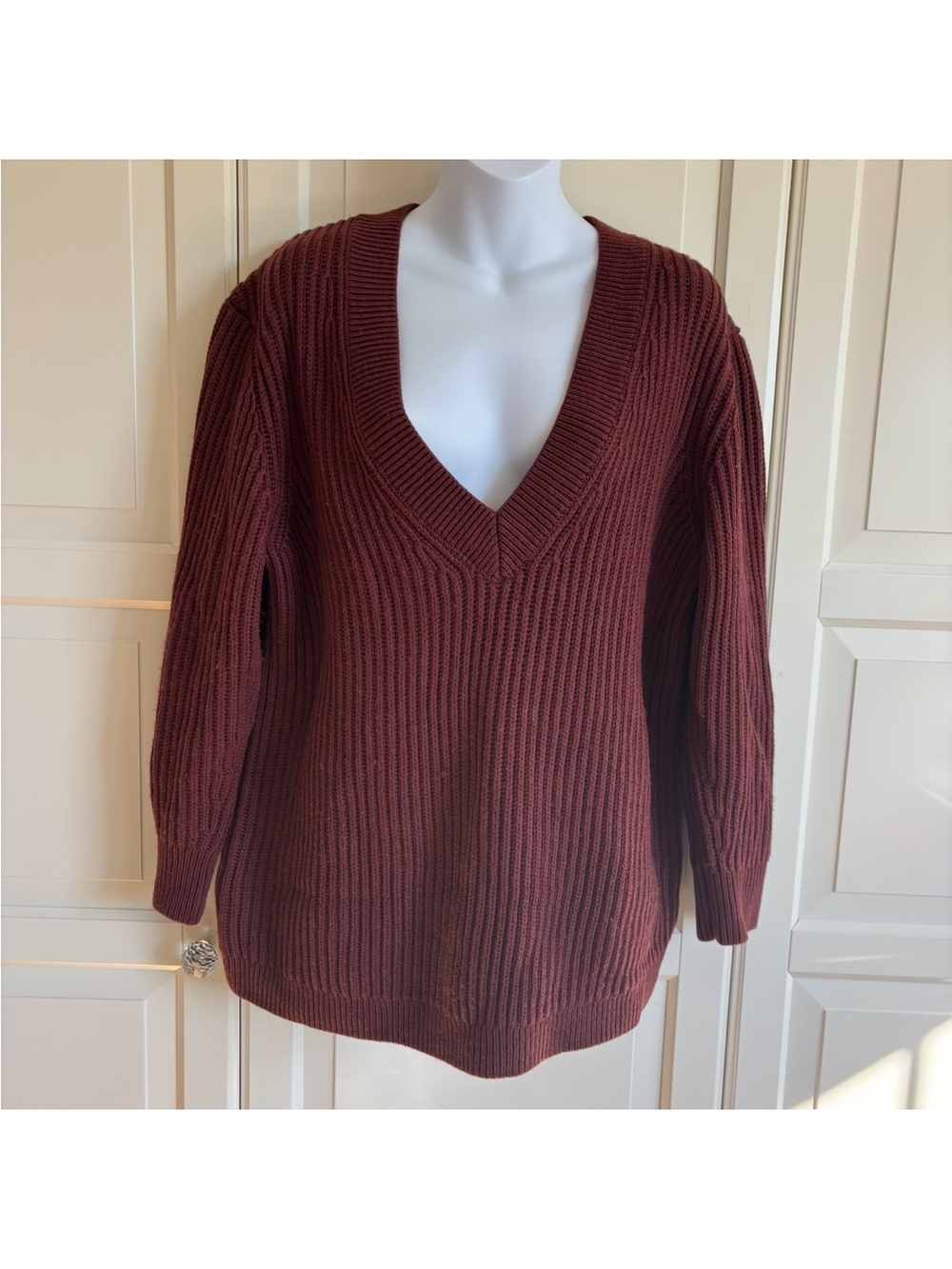 Babaton 100% Merino Wool Oversized Rusty Brown Size Small - Picture 4 of 11